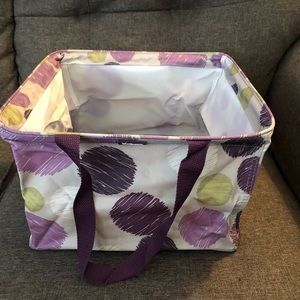 NWT Thirty One Square Utility Tote - purple Sketchy Dot